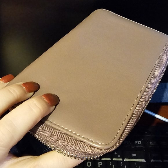 Wallet- 36 standing cards + 2 slots for paper money- old country rose, mauve. - Picture 3 of 7